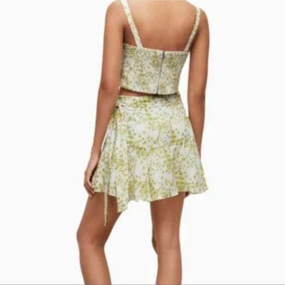 NWT All Saints Frida Amanzi Ditsy Floral Flowy Mini Skort Lime Green 8 - Picture 12 of 12